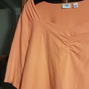 Cato Orange Ruched 3/4 Sleeve Blouse